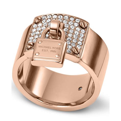 Michael Kors Rose Gold Tone Crystal Layered Ladies Ring